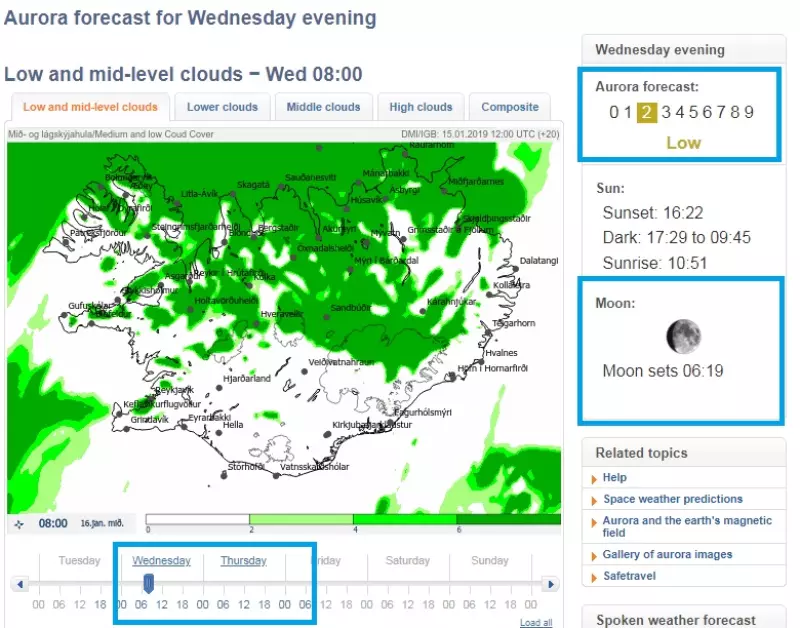 Forecast on the Vedur website